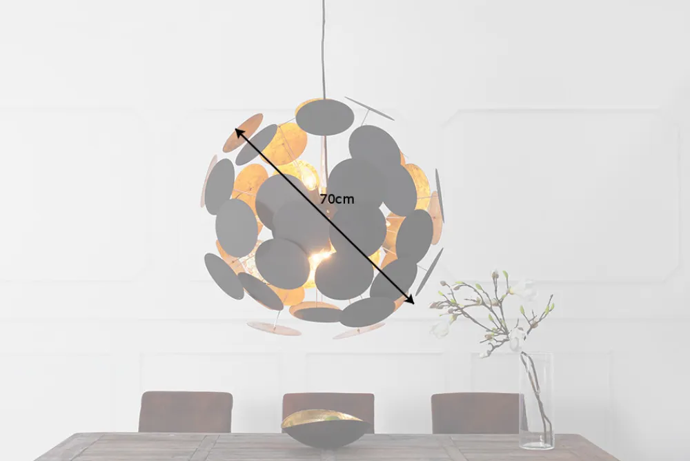 Riess-Ambiente Goldene Möbel|Hängelampen > Moderne Design Hängeleuchte INFINITY HOME 70cm schwarz gold Pendelleuchte