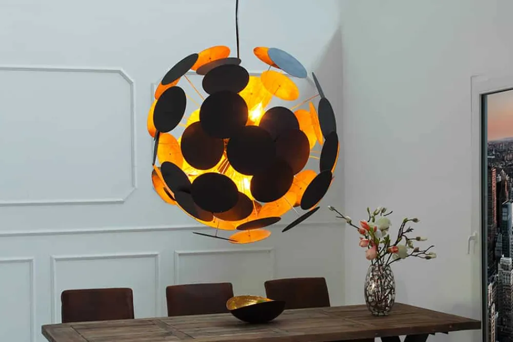 Riess-Ambiente Goldene Möbel|Hängelampen > Moderne Design Hängeleuchte INFINITY HOME 70cm schwarz gold Pendelleuchte