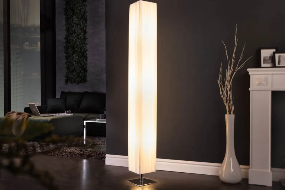Riess-Ambiente Stehleuchten > Moderne Design Stehlampe PARIS 160cm weiß Plissee Schirm Stehleuchte