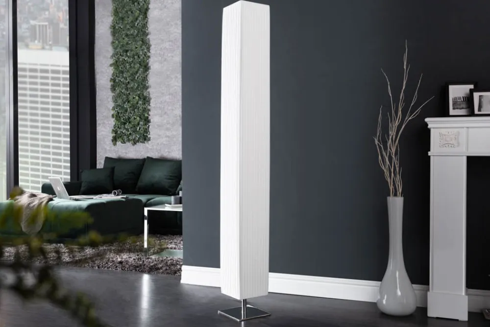 Riess-Ambiente Stehleuchten > Moderne Design Stehlampe PARIS 160cm weiß Plissee Schirm Stehleuchte