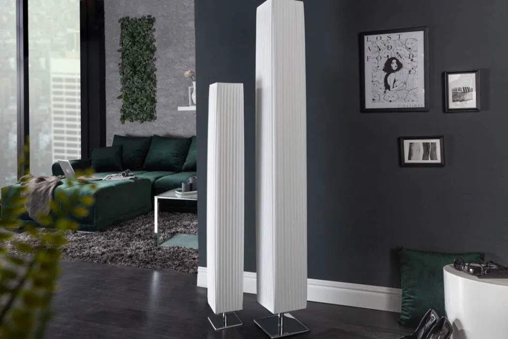 Riess-Ambiente Stehleuchten > Moderne Design Stehlampe PARIS 160cm weiß Plissee Schirm Stehleuchte