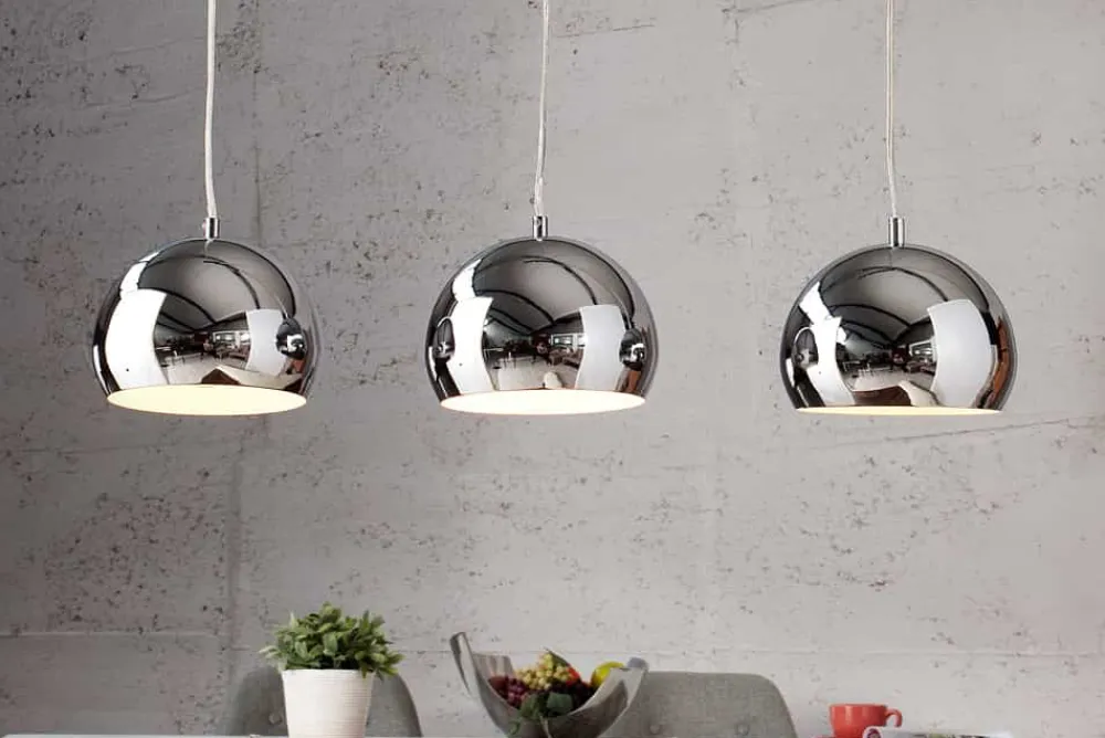 Riess-Ambiente Hängelampen|Retro Möbel > Moderne 3er Hängeleuchte CHROMAGON Chrom Kugelleuchte
