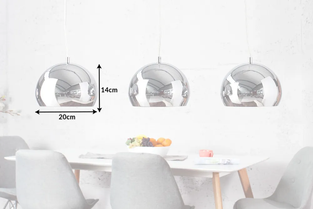 Riess-Ambiente Hängelampen|Retro Möbel > Moderne 3er Hängeleuchte CHROMAGON Chrom Kugelleuchte