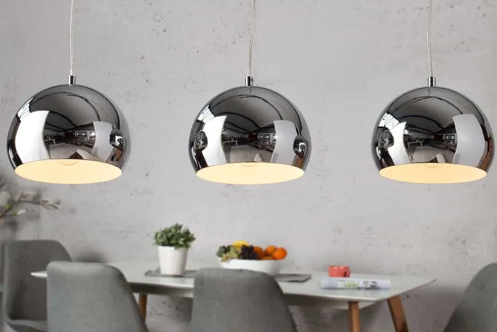 Riess-Ambiente Hängelampen|Retro Möbel > Moderne 3er Hängeleuchte CHROMAGON Chrom Kugelleuchte