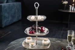 Riess-Ambiente Etageren & Tabletts > Moderne Etagere ORIENT 45cm silber Hammerschlag-Design mit drei Etagen