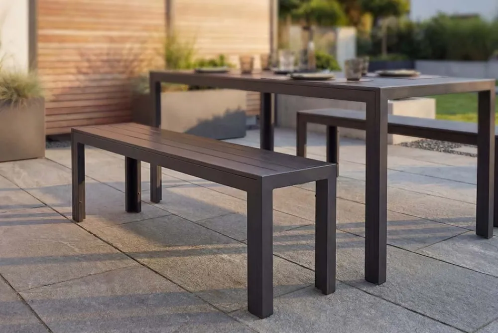 Riess-Ambiente Sitzbänke|Gartenbänke > Moderne Gartenbank DESIGNO 130cm anthrazit schwarz Aluminium wetterfest Outdoor Sitzbank