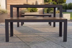Riess-Ambiente Sitzbänke|Gartenbänke > Moderne Gartenbank DESIGNO 130cm dunkelbraun schwarz Aluminium wetterfest Outdoor Sitzbank