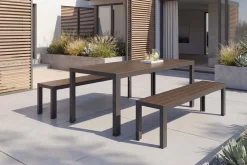 Riess-Ambiente Sitzbänke|Gartenbänke > Moderne Gartenbank DESIGNO 180cm dunkelbraun schwarz Aluminium wetterfest Outdoor Sitzbank