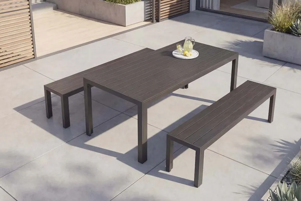Riess-Ambiente Sitzbänke|Gartenbänke > Moderne Gartenbank DESIGNO 180cm anthrazit schwarz Aluminium wetterfest Outdoor Sitzbank