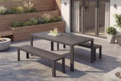 Riess-Ambiente Sitzbänke|Gartenbänke > Moderne Gartenbank DESIGNO 180cm anthrazit schwarz Aluminium wetterfest Outdoor Sitzbank