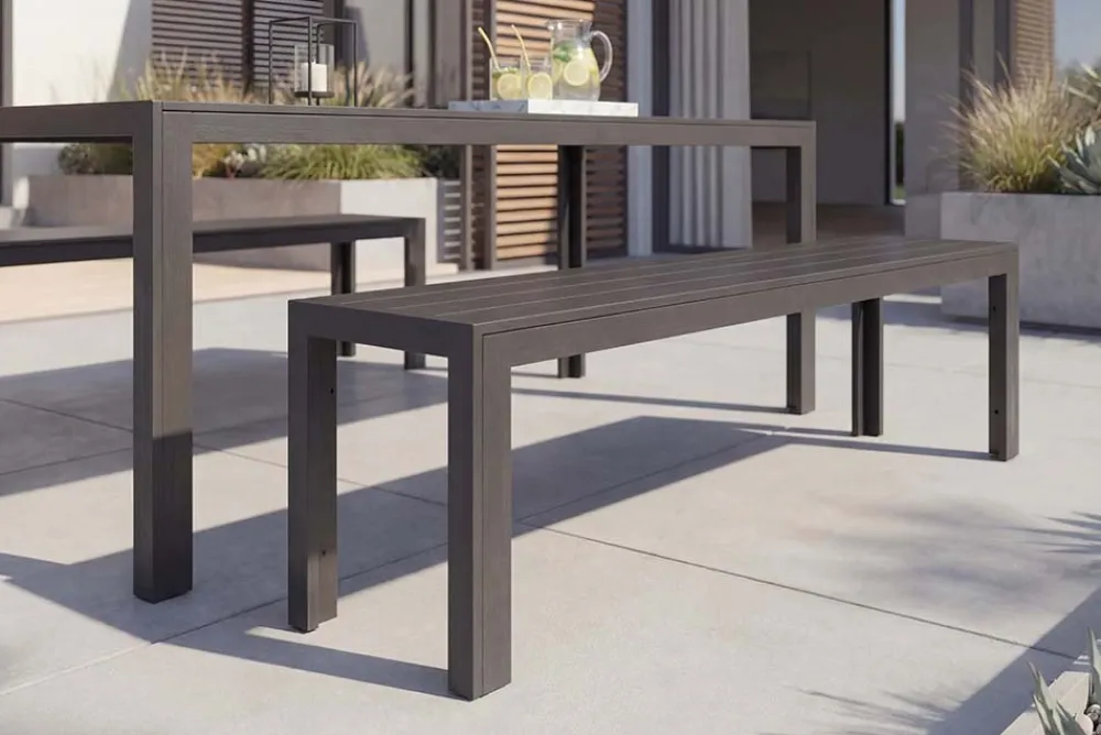 Riess-Ambiente Sitzbänke|Gartenbänke > Moderne Gartenbank DESIGNO 180cm anthrazit schwarz Aluminium wetterfest Outdoor Sitzbank