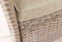 Riess-Ambiente Gartenbänke > Moderne Gartenbank PORTOFINO 140cm natur beige Polyrattan Sitzbank mit Tisch wetterfest