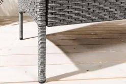 Riess-Ambiente Gartenbänke > Moderne Gartenbank PORTOFINO 140cm grau Polyrattan Outdoor Sitzbank mit Tisch wetterfest