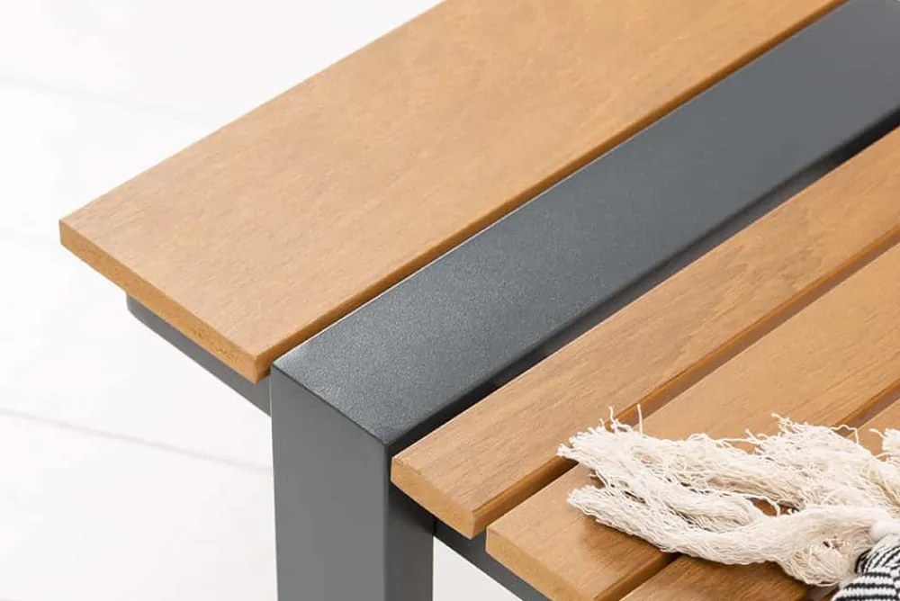 Riess-Ambiente Gartenbänke > Moderne Garten Sitzbank TAMPA LOUNGE 180cm grau Aluminium Holz-Design wetterfest Outdoor