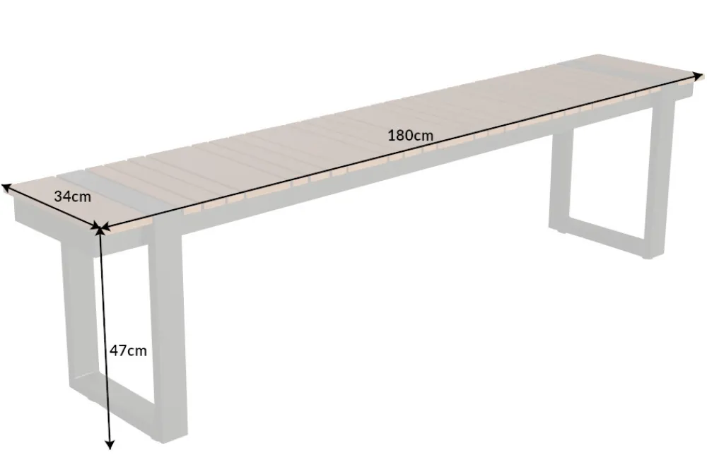 Riess-Ambiente Gartenbänke > Moderne Garten Sitzbank TAMPA LOUNGE 180cm grau Aluminium Holz-Design wetterfest Outdoor
