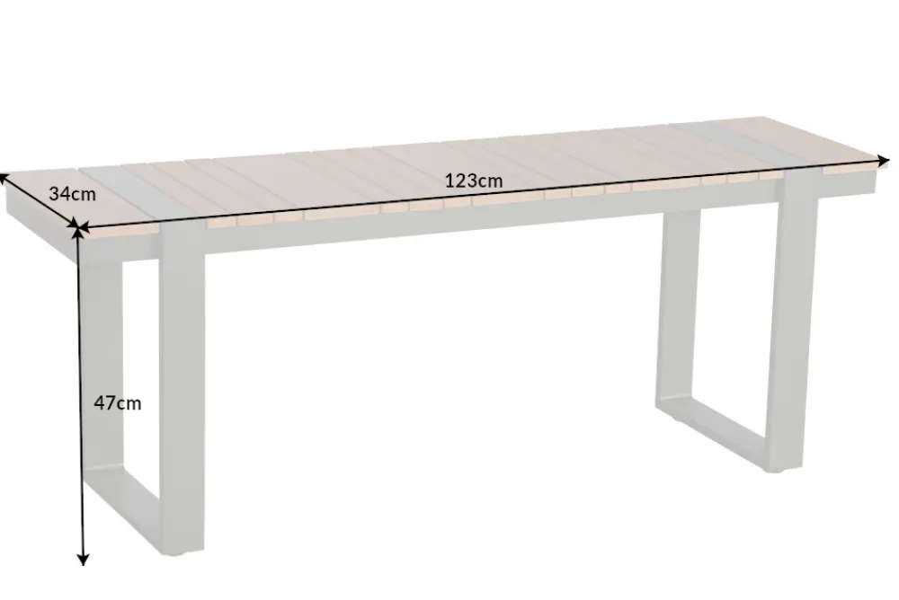 Riess-Ambiente Gartenbänke > Moderne Outdoor Sitzbank TAMPA LOUNGE 125cm grau natur Aluminium Metall Holz-Design wetterfest