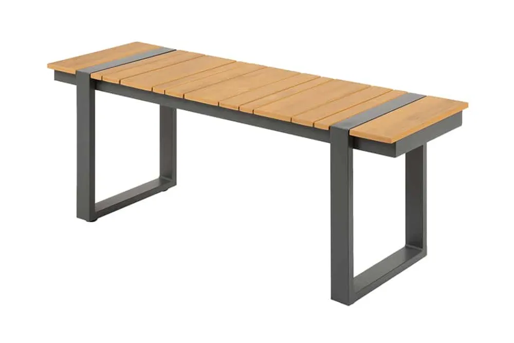 Riess-Ambiente Gartenbänke > Moderne Outdoor Sitzbank TAMPA LOUNGE 125cm grau natur Aluminium Metall Holz-Design wetterfest