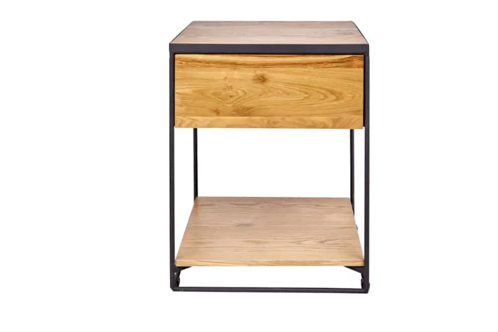 Riess-Ambiente Beistelltische|Industrial Loft > Moderner Beistelltisch SCORPION 50cm Wildeichen-Design Metall Nachttisch mit Schublade