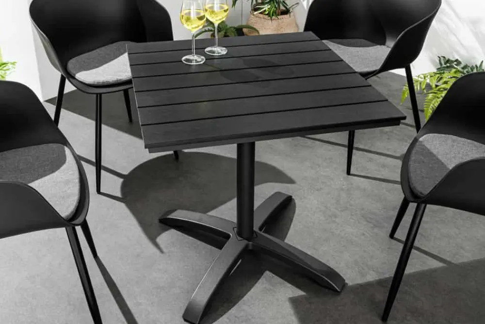 Riess-Ambiente Beistelltische|Skandinavisch > Moderner Bistrotisch DESIGNO 70cm schwarz Aluminium wetterfest Outdoor Gartentisch