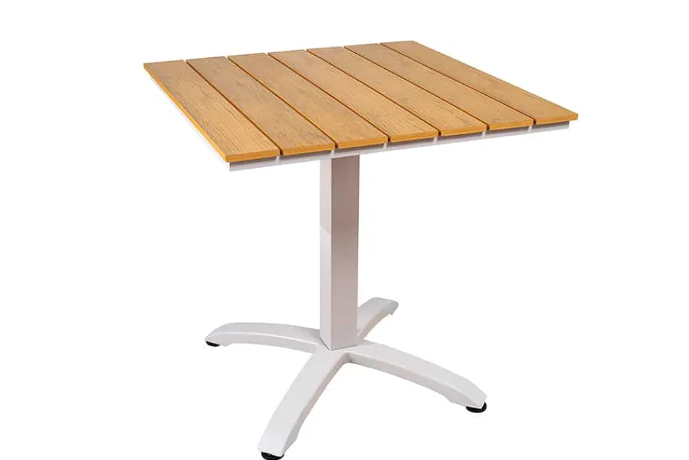 Riess-Ambiente Skandinavisch|Gartentische > Moderner Bistrotisch DESIGNO 70cm natur greige Aluminium wetterfest Gartentisch