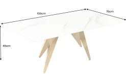 Riess-Ambiente Goldene Möbel|Couchtische & Truhen > Moderner Couchtisch ART LIVING 130cm weiß Marmor Keramik champagner gold brushed