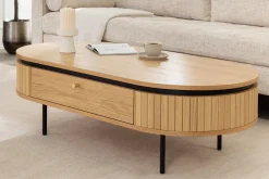 Riess-Ambiente Couchtische & Truhen > Moderner Couchtisch ATELIER 120cm natur Eiche schwarz mit zwei Schubladen
