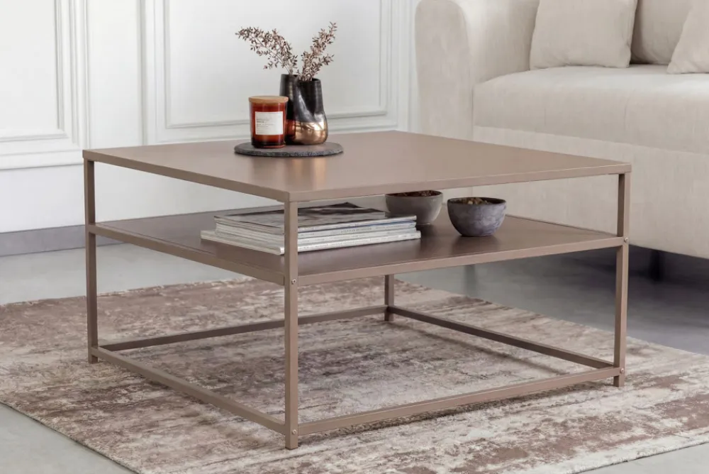 Riess-Ambiente Couchtische & Truhen > Moderner Couchtisch DURA STEEL 70cm greige Metall mit Ablagefach