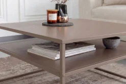 Riess-Ambiente Couchtische & Truhen > Moderner Couchtisch DURA STEEL 70cm greige Metall mit Ablagefach