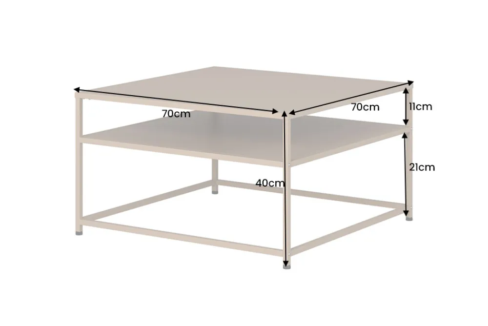 Riess-Ambiente Couchtische & Truhen > Moderner Couchtisch DURA STEEL 70cm greige Metall mit Ablagefach