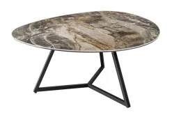 Riess-Ambiente Couchtische & Truhen|Retro Möbel > Moderner Couchtisch MARVELOUS 90cm taupe Marmor Keramik made in Italy