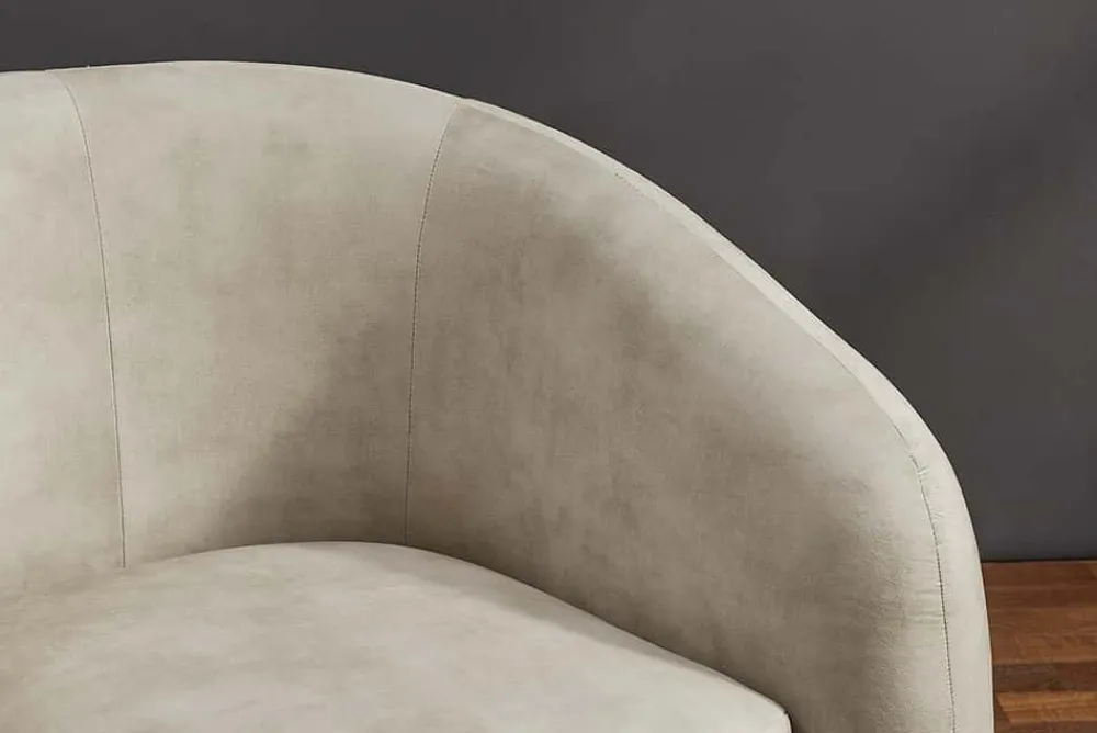 Riess-Ambiente Sessel|Retro Möbel > Moderner Design Sessel VOGUE 95cm beige Samt mit Armlehnen und Nosagfederung