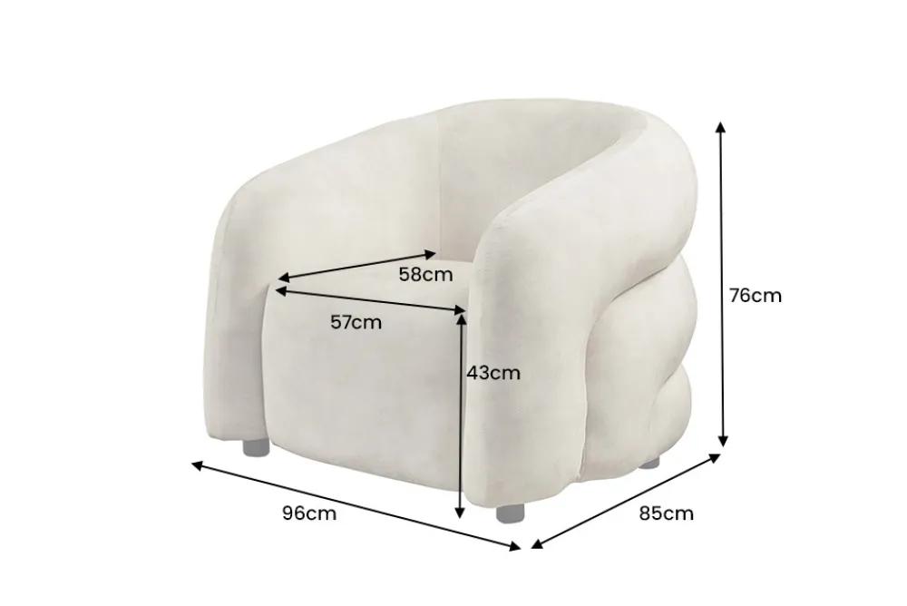 Riess-Ambiente Sessel|Retro Möbel > Moderner Design Sessel VOGUE 95cm beige Samt mit Armlehnen und Nosagfederung