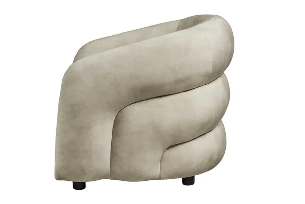 Riess-Ambiente Sessel|Retro Möbel > Moderner Design Sessel VOGUE 95cm beige Samt mit Armlehnen und Nosagfederung