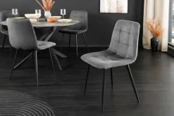 Riess-Ambiente Skandinavisch|Stühle > Moderner Design Stuhl TRES CHIC grau Cord schwarze Metallbeine Esszimmer