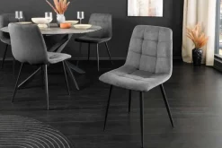 Riess-Ambiente Skandinavisch|Stühle > Moderner Design Stuhl TRES CHIC grau Cord schwarze Metallbeine Esszimmer