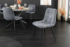 Riess-Ambiente Skandinavisch|Stühle > Moderner Design Stuhl TRES CHIC grau Chenille Cremona schwarze Metallbeine