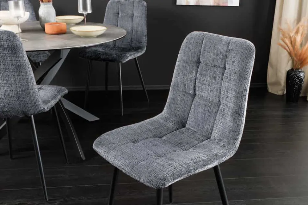 Riess-Ambiente Skandinavisch|Stühle > Moderner Design Stuhl TRES CHIC grau Chenille Cremona schwarze Metallbeine