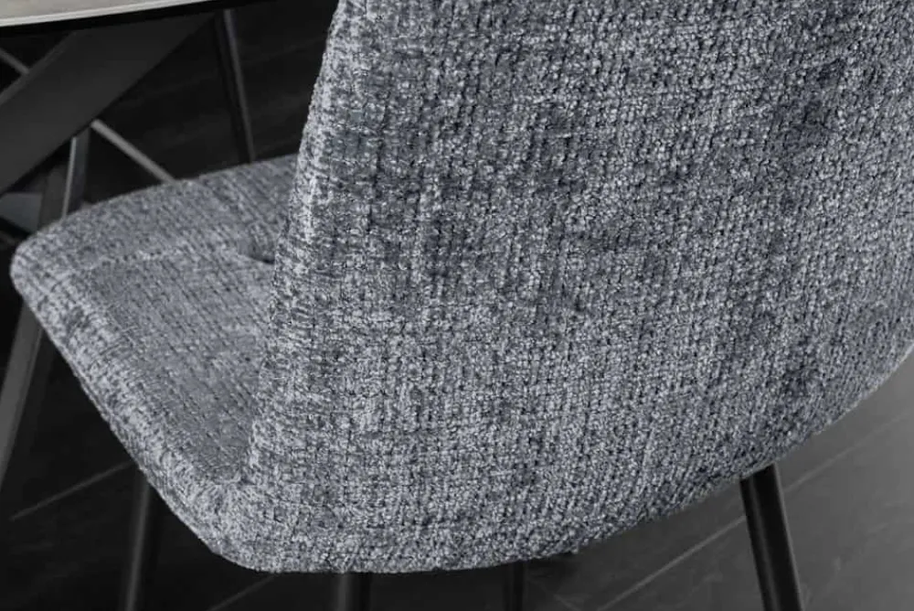 Riess-Ambiente Skandinavisch|Stühle > Moderner Design Stuhl TRES CHIC grau Chenille Cremona schwarze Metallbeine