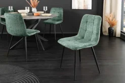 Riess-Ambiente Skandinavisch|Stühle > Moderner Design Stuhl TRES CHIC grün Chenille Cremona schwarze Metallbeine