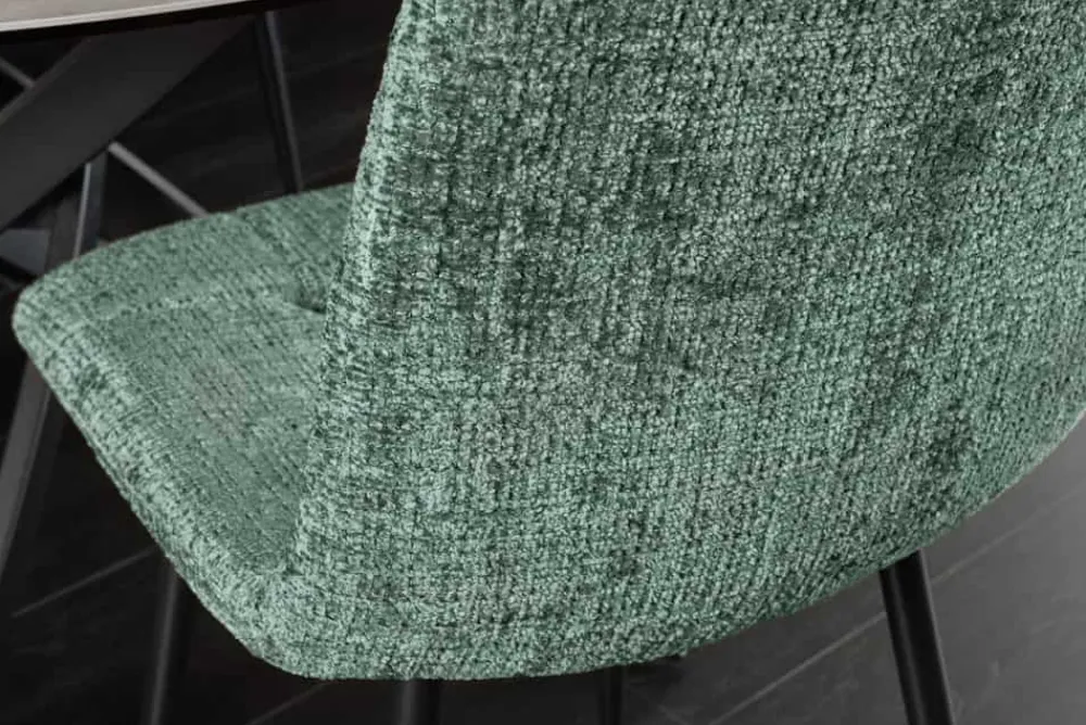 Riess-Ambiente Skandinavisch|Stühle > Moderner Design Stuhl TRES CHIC grün Chenille Cremona schwarze Metallbeine
