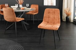 Riess-Ambiente Skandinavisch|Stühle > Moderner Design Stuhl TRES CHIC rost braun Chenille Cremona schwarze Metallbeine