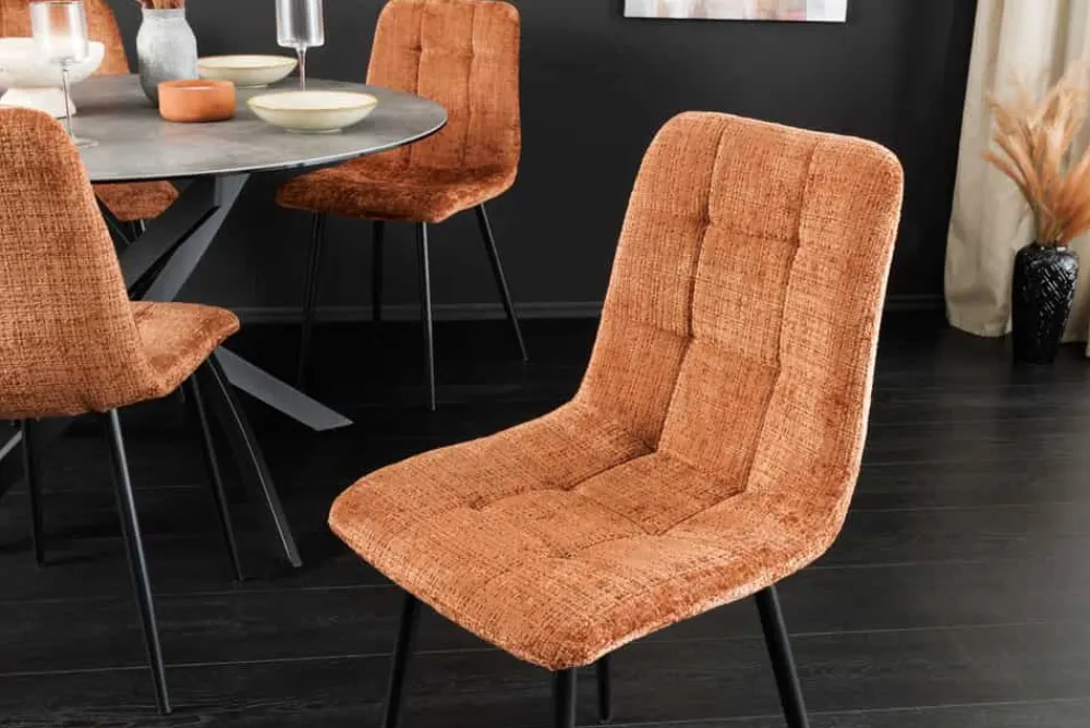 Riess-Ambiente Skandinavisch|Stühle > Moderner Design Stuhl TRES CHIC rost braun Chenille Cremona schwarze Metallbeine