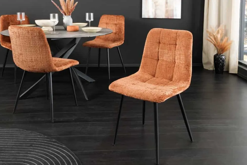 Riess-Ambiente Skandinavisch|Stühle > Moderner Design Stuhl TRES CHIC rost braun Chenille Cremona schwarze Metallbeine