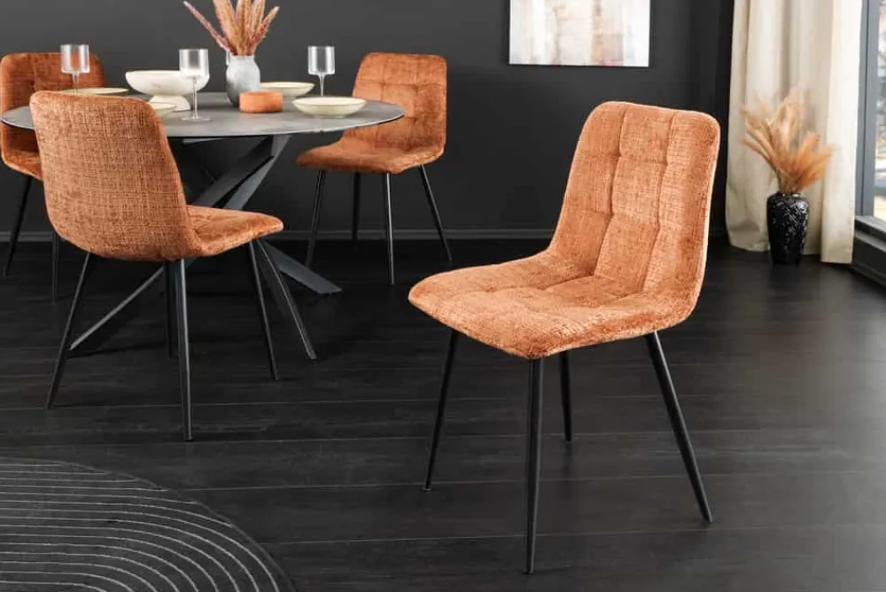 Riess-Ambiente Skandinavisch|Stühle > Moderner Design Stuhl TRES CHIC rost braun Chenille Cremona schwarze Metallbeine