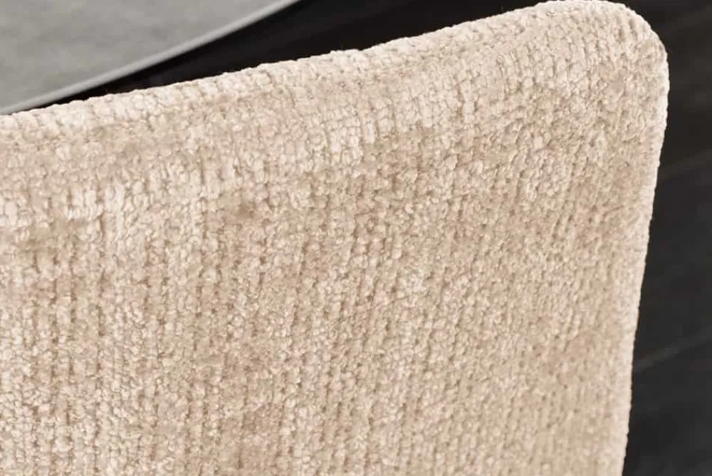 Riess-Ambiente Skandinavisch|Stühle > Moderner Design Stuhl TRES CHIC champagner greige Chenille Cremona schwarze Metallbeine