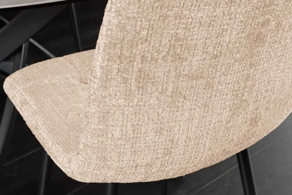 Riess-Ambiente Skandinavisch|Stühle > Moderner Design Stuhl TRES CHIC champagner greige Chenille Cremona schwarze Metallbeine
