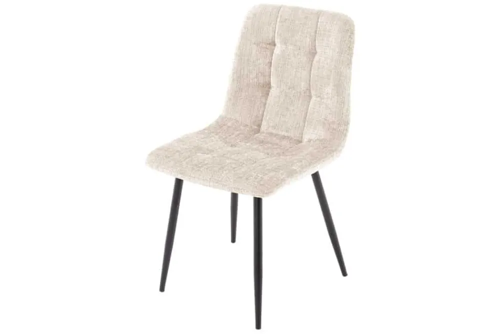 Riess-Ambiente Skandinavisch|Stühle > Moderner Design Stuhl TRES CHIC champagner greige Chenille Cremona schwarze Metallbeine