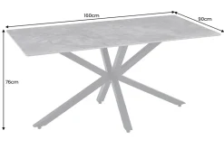 Riess-Ambiente Esstische > Moderner Esstisch GALAXIE 160cm weiß Keramik Marmor-Design glänzend Metallgestell schwarz