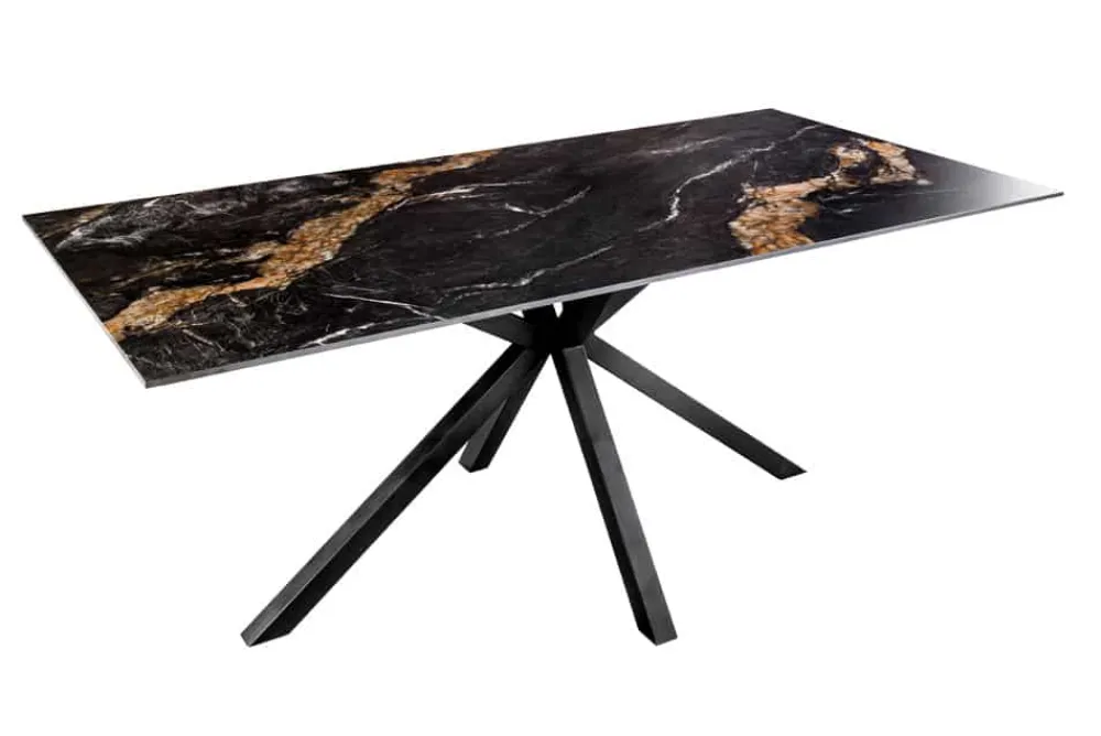 Riess-Ambiente Esstische > Moderner Esstisch GALAXIE 160cm Aurora Oro schwarz gold sand Keramik