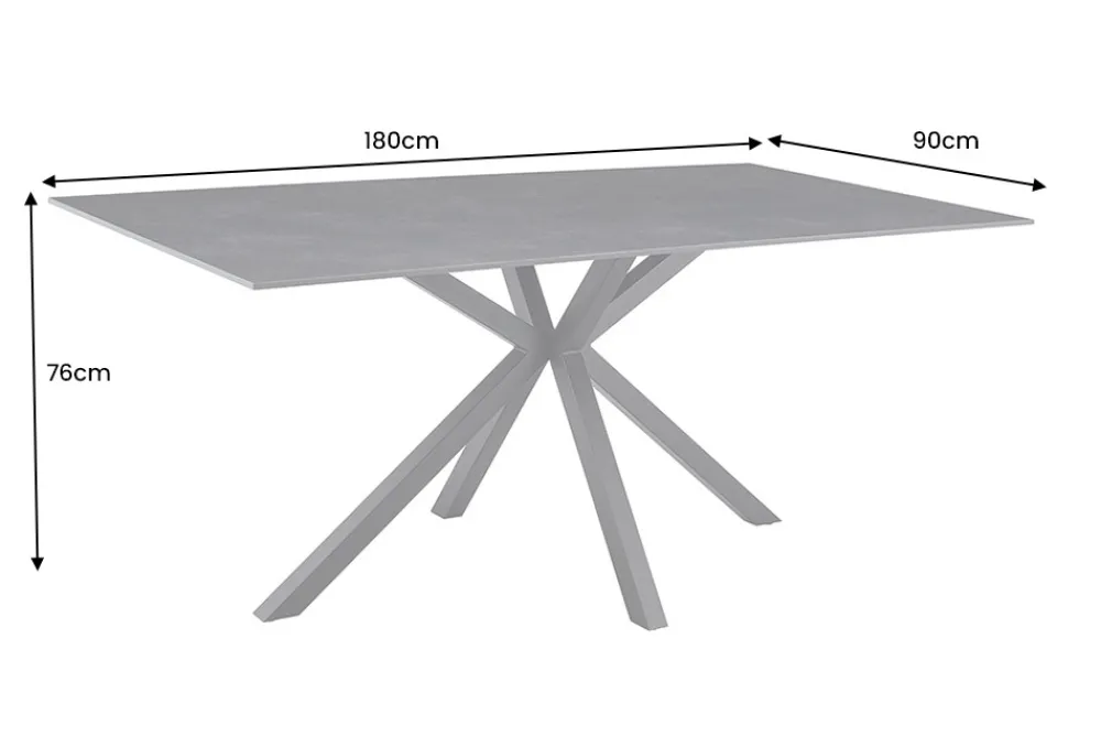 Riess-Ambiente Esstische > Moderner Esstisch GALAXIE 180cm anthrazit Keramik schwarz Metall Sterngestell